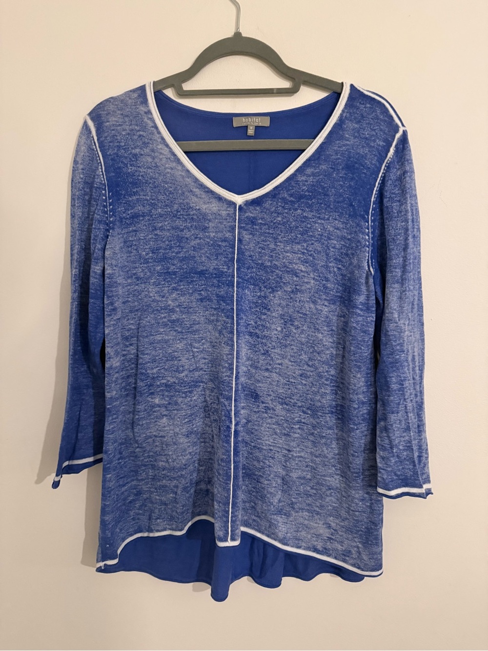 Habitat Clothes to Live In Women M Blue Cotton Tunic Top 3/4 Sleeve NWOT - Picture 3 of 7